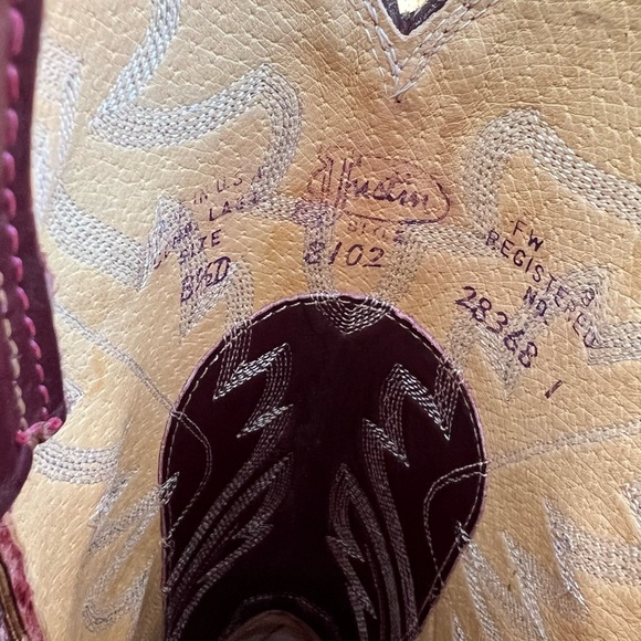 Men’s Vintage Justin Teju Lizard Burgundy Boots 8 ½ D - Picture 6 of 12